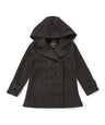 Girl Fleece Coat With Hood Fleece Fabric - Burgundy, Black, Navy, Red, Grey, Fushia, Hooded, Button Closure, Side Pockets (1 Piece)
