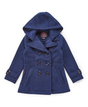 Girl Fleece Coat With Hood Fleece Fabric - Burgundy, Black, Navy, Red, Grey, Fushia, Hooded, Button Closure, Side Pockets (1 Piece)