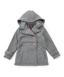 Girl Fleece Coat With Hood Fleece Fabric - Burgundy, Black, Navy, Red, Grey, Fushia, Hooded, Button Closure, Side Pockets (1 Piece)