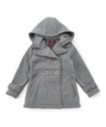 Girl Fleece Coat With Hood Fleece Fabric - Burgundy, Black, Navy, Red, Grey, Fushia, Hooded, Button Closure, Side Pockets (1 Piece)