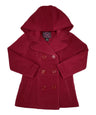 Girl Fleece Coat With Hood Fleece Fabric - Burgundy, Black, Navy, Red, Grey, Fushia, Hooded, Button Closure, Side Pockets (1 Piece)