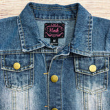 Girl Denim Jacket Cotton Fabric - Black Denim, Light Denim, Dark Denim, Button Pockets, Girls Jacket (1 Piece)