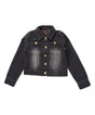 Girl Denim Jacket Cotton Fabric - Black Denim, Light Denim, Dark Denim, Button Pockets, Girls Jacket (1 Piece)