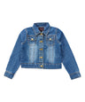 Girl Denim Jacket Denim Fabric - Light Denim, Dark Denim, Black Denim, Girls Jacket (1 Piece)