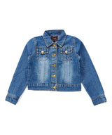 Girl Denim Jacket Cotton Fabric - Black Denim, Light Denim, Dark Denim, Button Pockets, Girls Jacket (1 Piece)