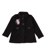 Girl Floral Embroidered Jacket - Floral Embroidered Jacket, Black, Peach, Red (1 Piece)