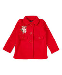 Girl Floral Embroidered Jacket - Floral Embroidered Jacket, Black, Peach, Red (1 Piece)