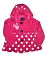 Fancy Heart Bow Polka Dot Coat Polyester Fabric - Pink, Red Polka Dot, Removable Hood, Button Closure (1 Piece)
