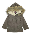 Girl'S Sherpa Lined Utility Coat - Polyester Lined Utility Coat, Navy, Black, Cedar Brown, Removable Fur Hood, Zipper Closure (1 Piece)