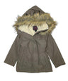 Girl'S Sherpa Lined Utility Coat - Polyester Lined Utility Coat, Navy, Black, Cedar Brown, Removable Fur Hood, Zipper Closure (1 Piece)
