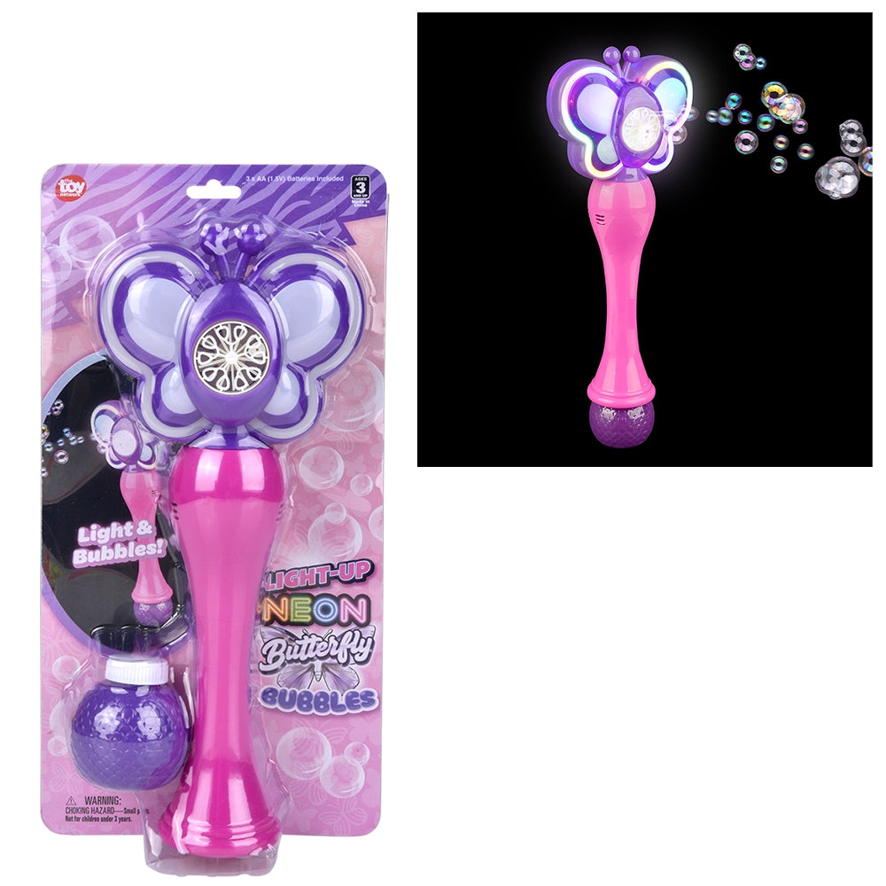 Light-Up Neon Butterfly Bubble Wand (1 PC)