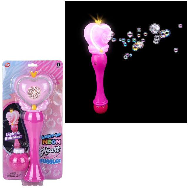 Light-Up Neon Heart Bubble Wand