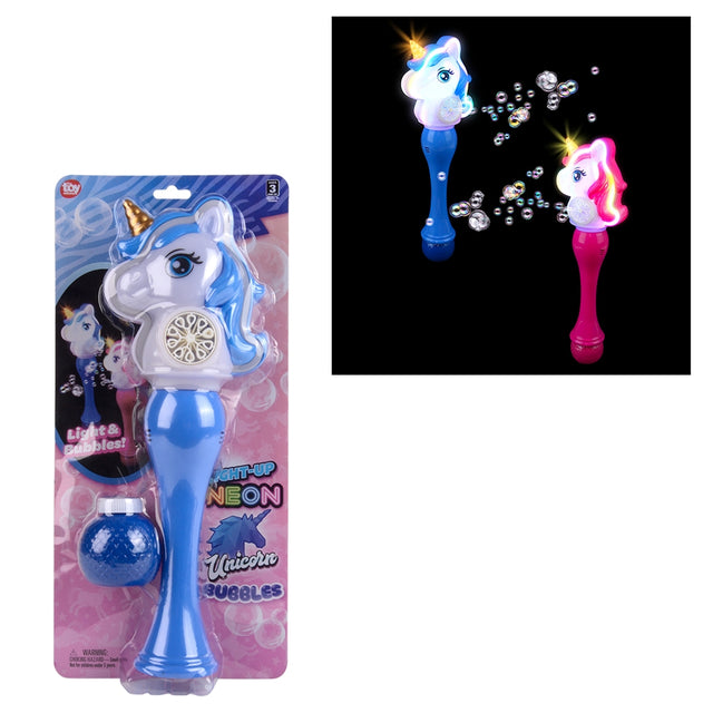 Light-Up Neon Unicorn Bubble Wand (1 PC)