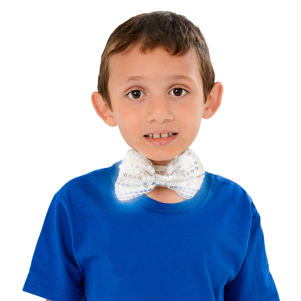 Light-Up Silver Sequin Bowtie
