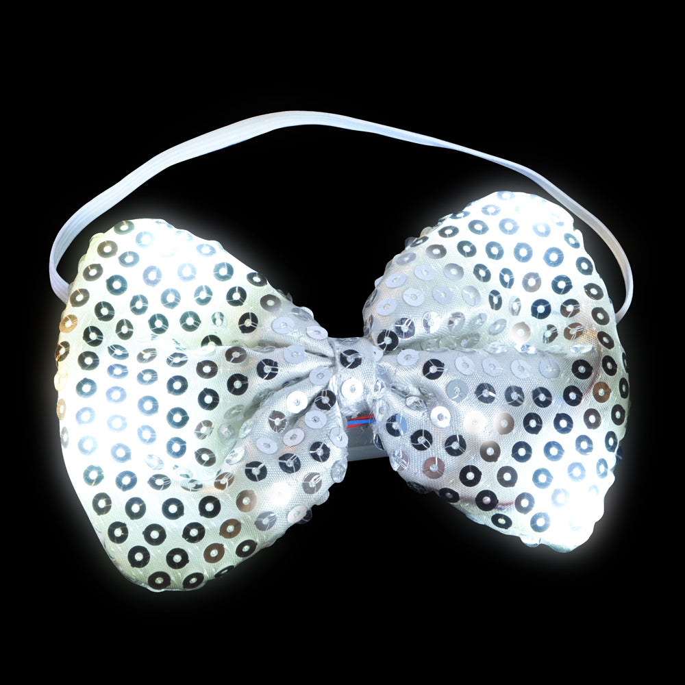 Light-Up Silver Sequin Bowtie