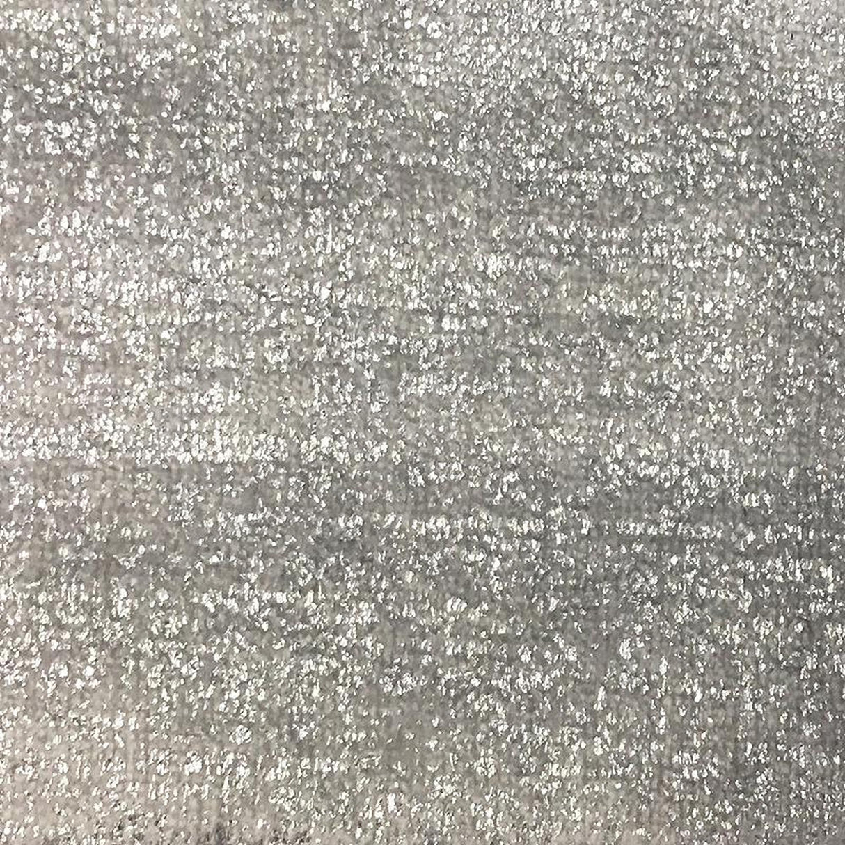 Glen Solid Metallic Velvet Fabric - White Solid Foil Print, 55" Width (1 Yard)