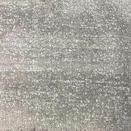 Glen Solid Metallic Velvet Fabric - White Solid Foil Print, 55" Width (1 Yard)