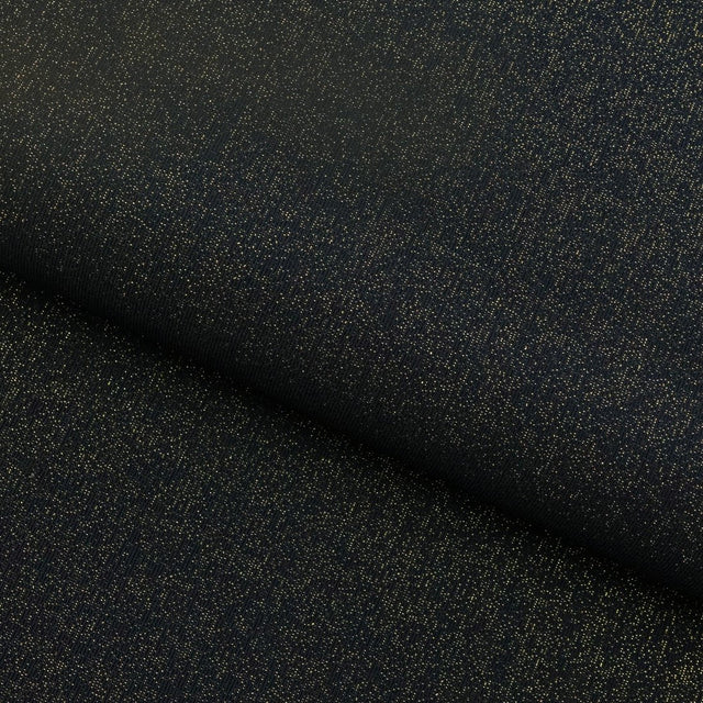 Glimmer Nylon Spandex Lurex Fabric - Black/Gold, 58" Width (1 Yard)
