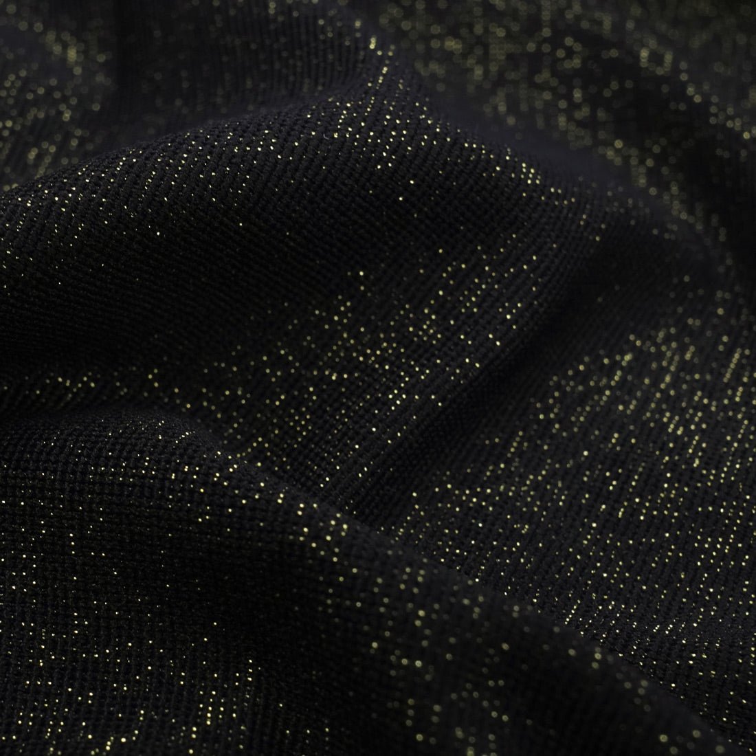 Glimmer Nylon Spandex Lurex Fabric - Black/Gold, 58" Width (1 Yard)