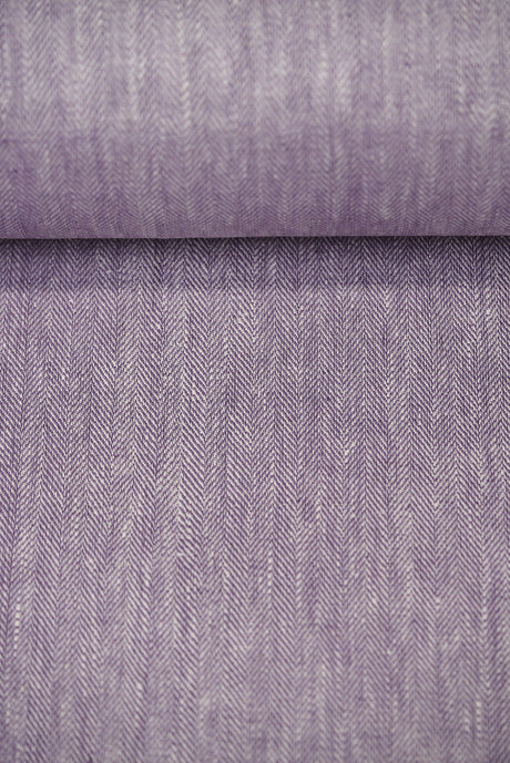 Linen Herringbone Yarn-Dyed Lilac Fabric