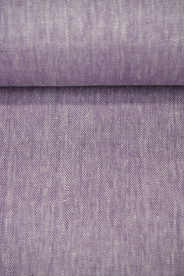 Linen Herringbone Yarn-Dyed Lilac Fabric