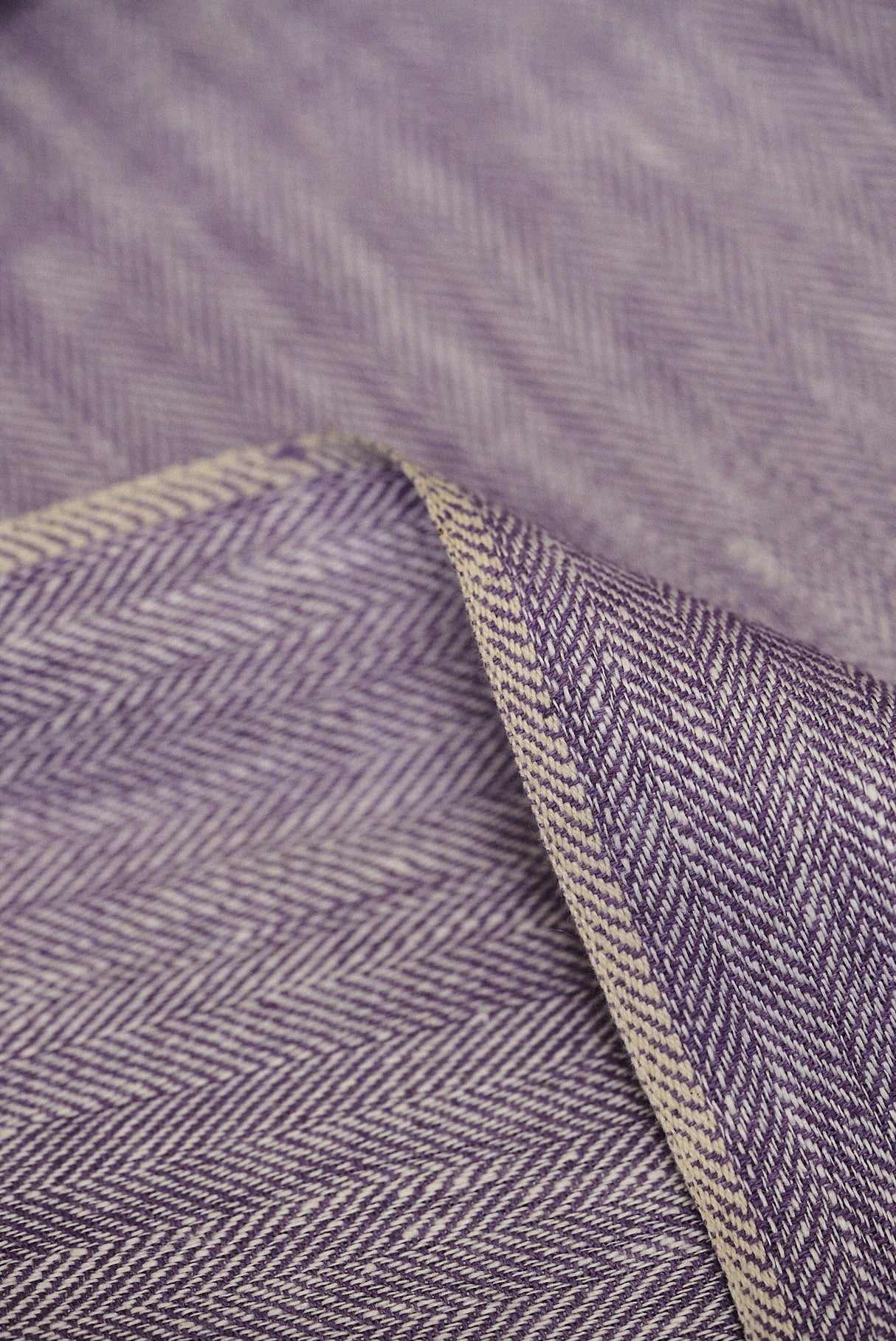 Linen Herringbone Yarn-Dyed Lilac Fabric