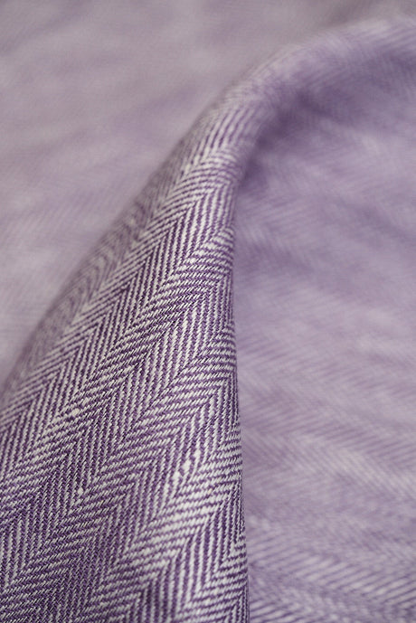 Linen Herringbone Yarn-Dyed Lilac Fabric