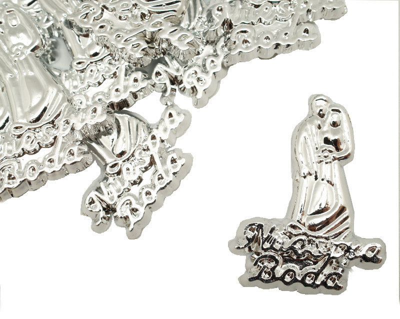 Silver Nuestra Boda Wedding Plastic Charms Favors 1.5 Inch 144pcs