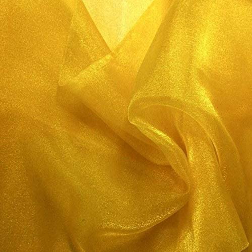 Gold Sparkle Crystal Sheer Organza Fabric - Gold Sparkle, Sheer, 60" Width