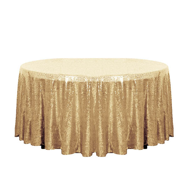132″ Gold Glitz Sequin Round Tablecloth