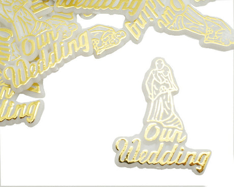 Gold Our Wedding Plastic Charms Favors 1.5 Inch 144pcs