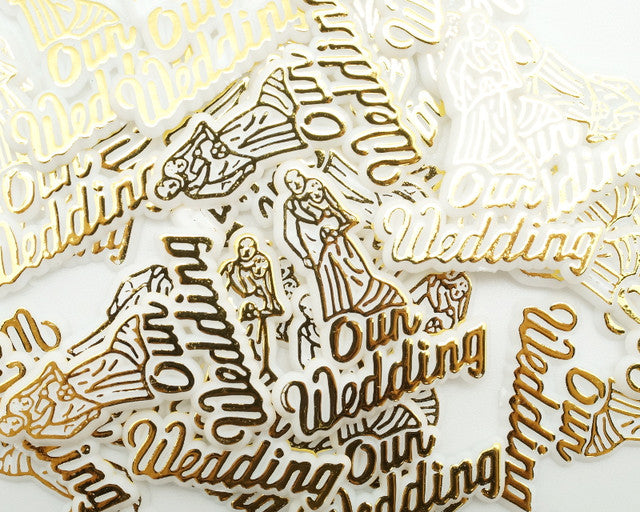 Gold Our Wedding Plastic Charms Favors 1.5 Inch 144pcs