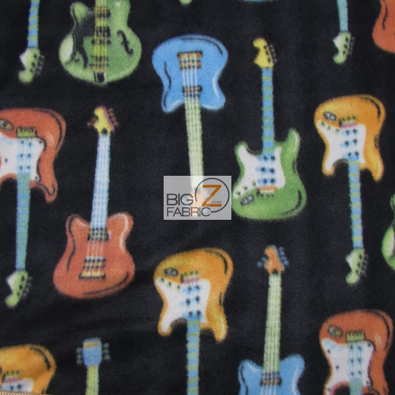 Printed Guitar Fleece Fabric by the Yard