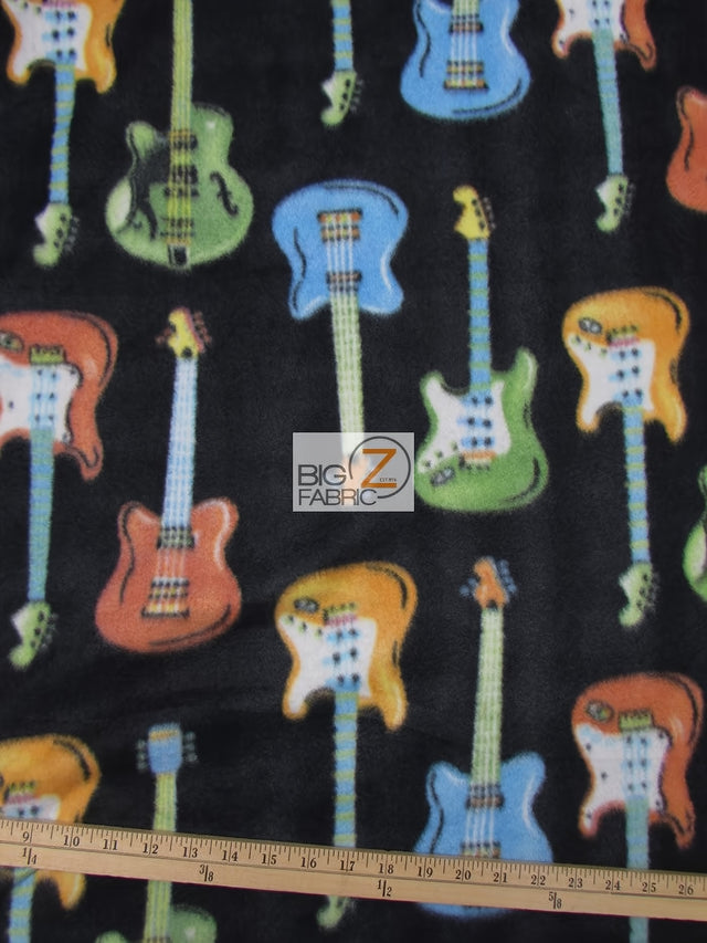 Printed Guitar Fleece Fabric by the Yard