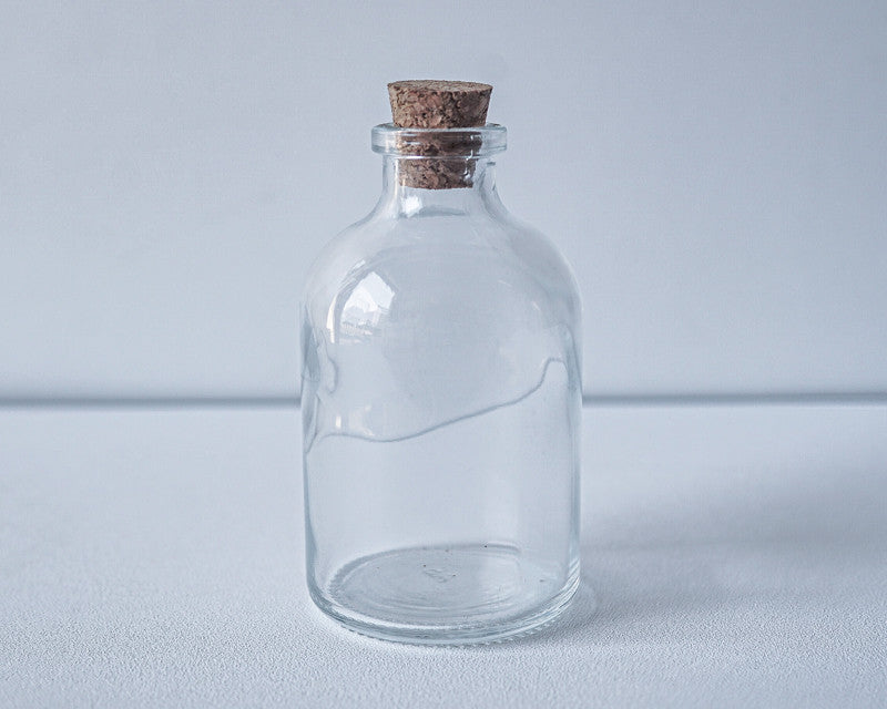 Round Glass Bottle with Cork Top - Set of 12 bottles