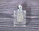 2.5" x 1 3/8" Rectangle Glass Silver Accent Guadalupe Holy Water Bottle - Pack of 12