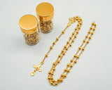 17.5" Gold Rosary in 2" Glass Bottle with Metallic Lid - Pack of 12