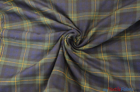 Green Blue Tartan Poly Rayon Fabric - Plaid, 58/60" Width (1 Yard)