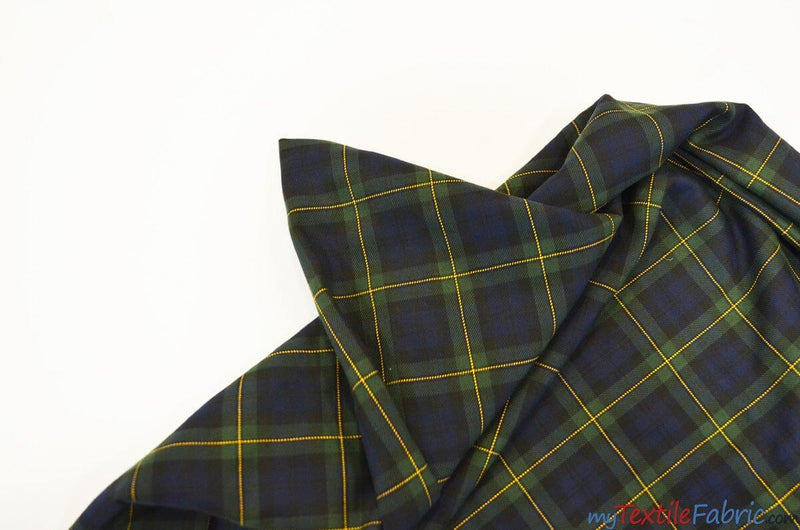 Green Blue Tartan Poly Rayon Fabric - Plaid, 58/60" Width (1 Yard)