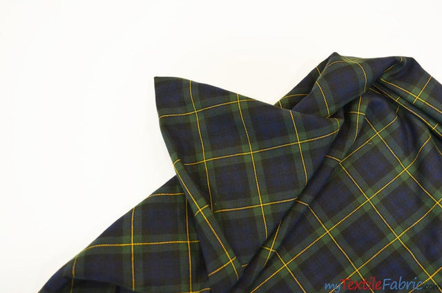 Green Blue Tartan Poly Rayon Fabric - Plaid, 58/60" Width (1 Yard)