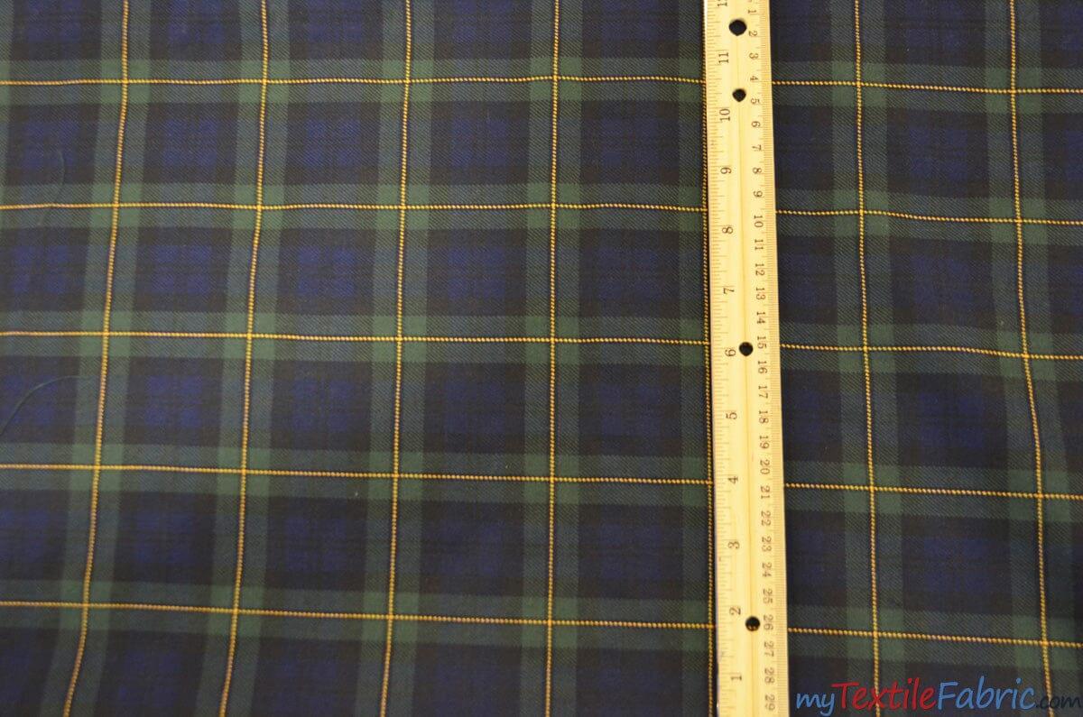 Green Blue Tartan Poly Rayon Fabric - Plaid, 58/60" Width (1 Yard)