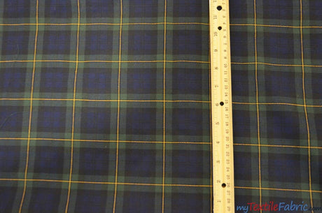 Green Blue Tartan Poly Rayon Fabric - Plaid, 58/60" Width (1 Yard)