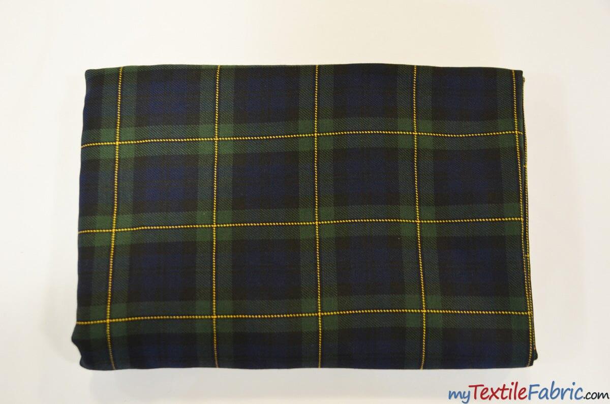 Green Blue Tartan Poly Rayon Fabric - Plaid, 58/60" Width (1 Yard)