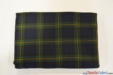Green Blue Tartan Poly Rayon Fabric - Plaid, 58/60" Width (1 Yard)