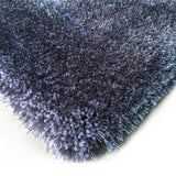 Gray Solid Shag Polyester Fabric - Plush Fluffy Shine, Thick And Thin Yarns Design, Gray, 7'6" X 10'3" (1 Rug)