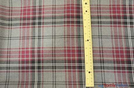 Grey Kilt Poly Rayon Fabric - Grey Plaid Tartan, 58/60" Width (1 Yard)