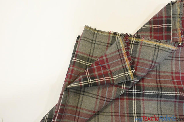 Grey Kilt Poly Rayon Fabric - Grey Plaid Tartan, 58/60" Width (1 Yard)