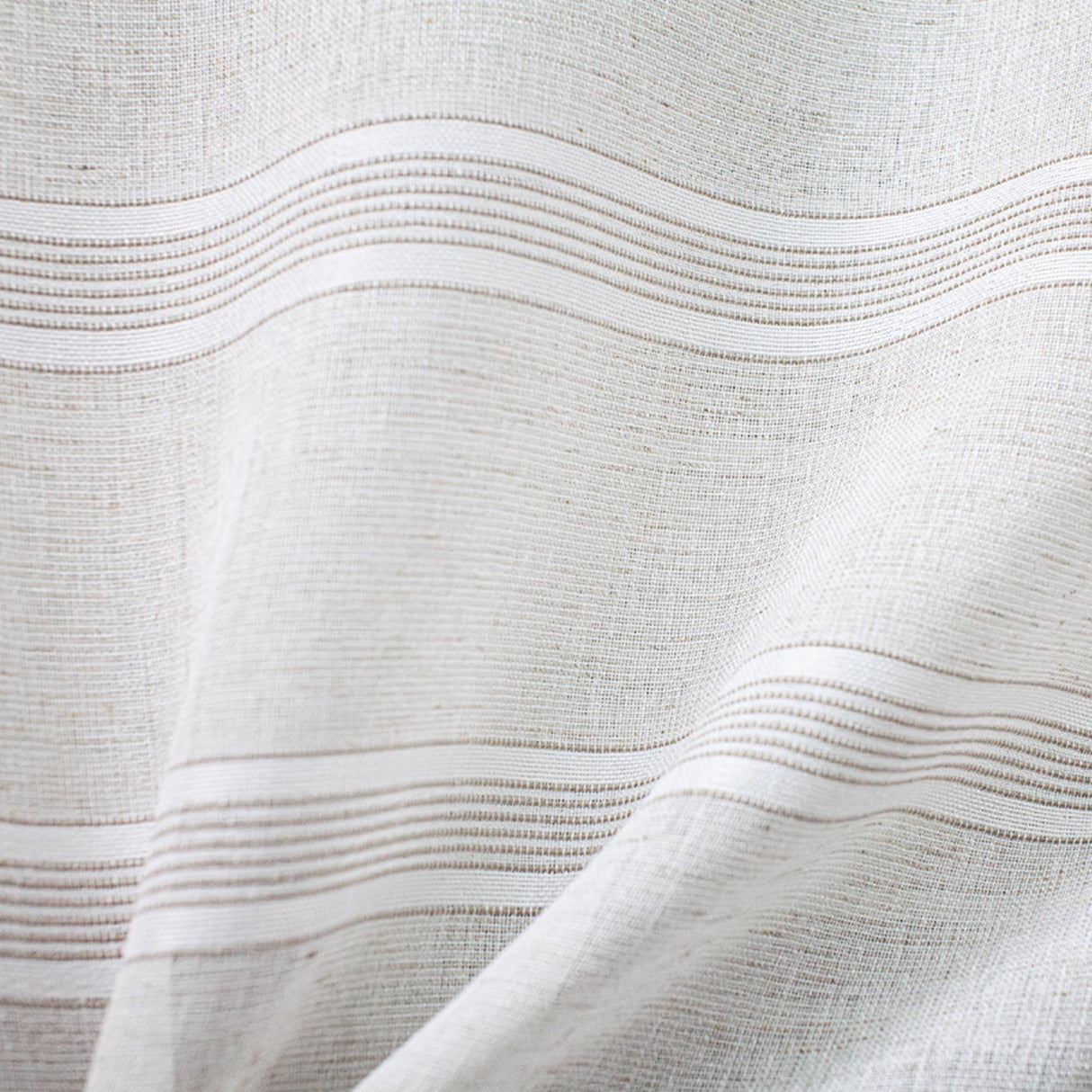 Griffin Fabric Polyester Fabric - Striped Linen Look Sheer, Natural, 110" Width (1 Yard)