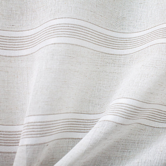 Griffin Fabric Polyester Fabric - Striped Linen Look Sheer, Natural, 110" Width (1 Yard)