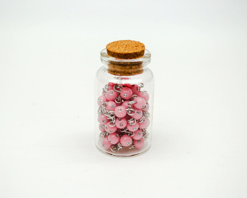 2 Inch Plain Pink Cork Glass Bottle Rosary Favors Pack of 12 Baptism Favors